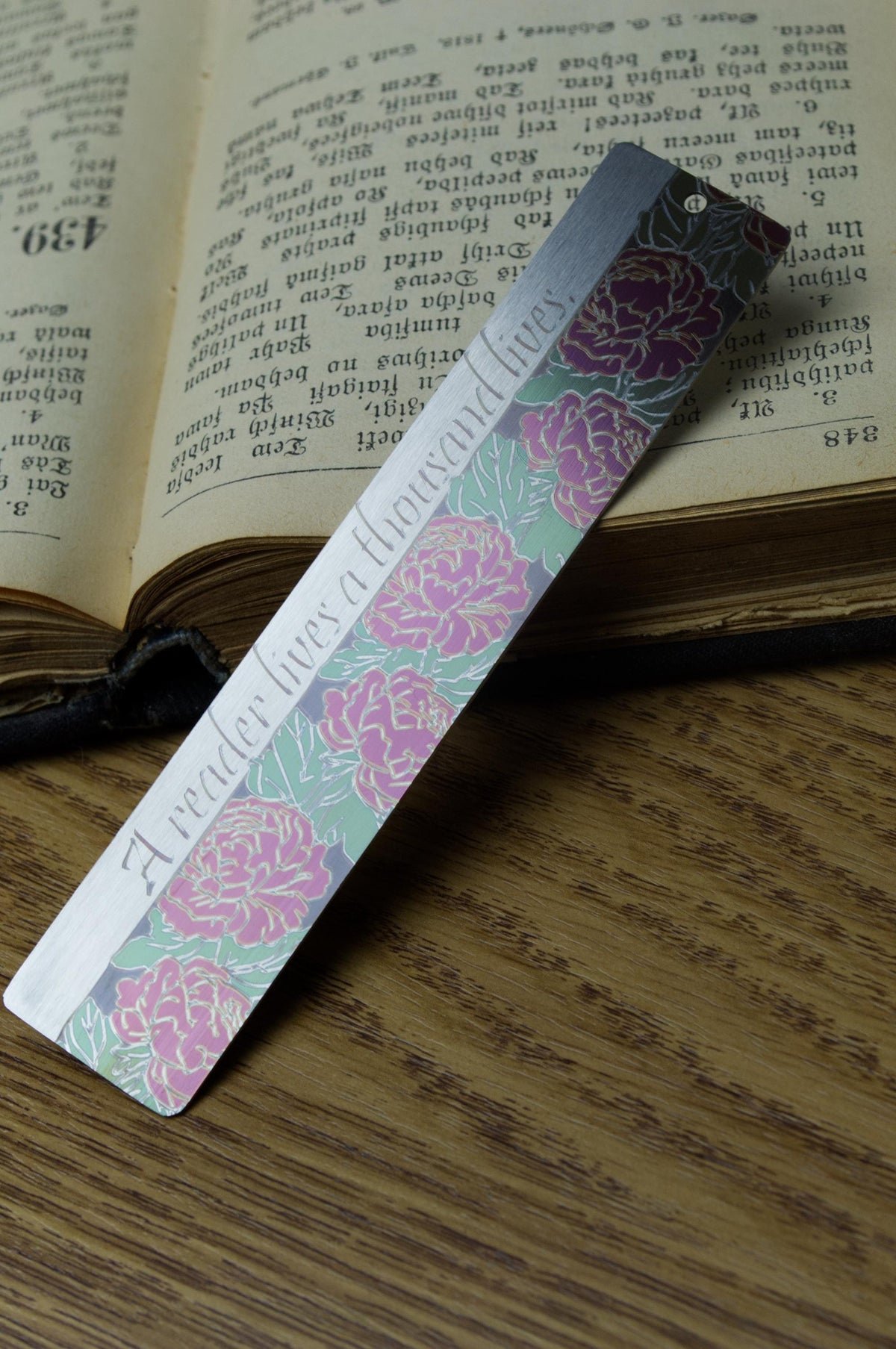 Peony Personalized Bookmark