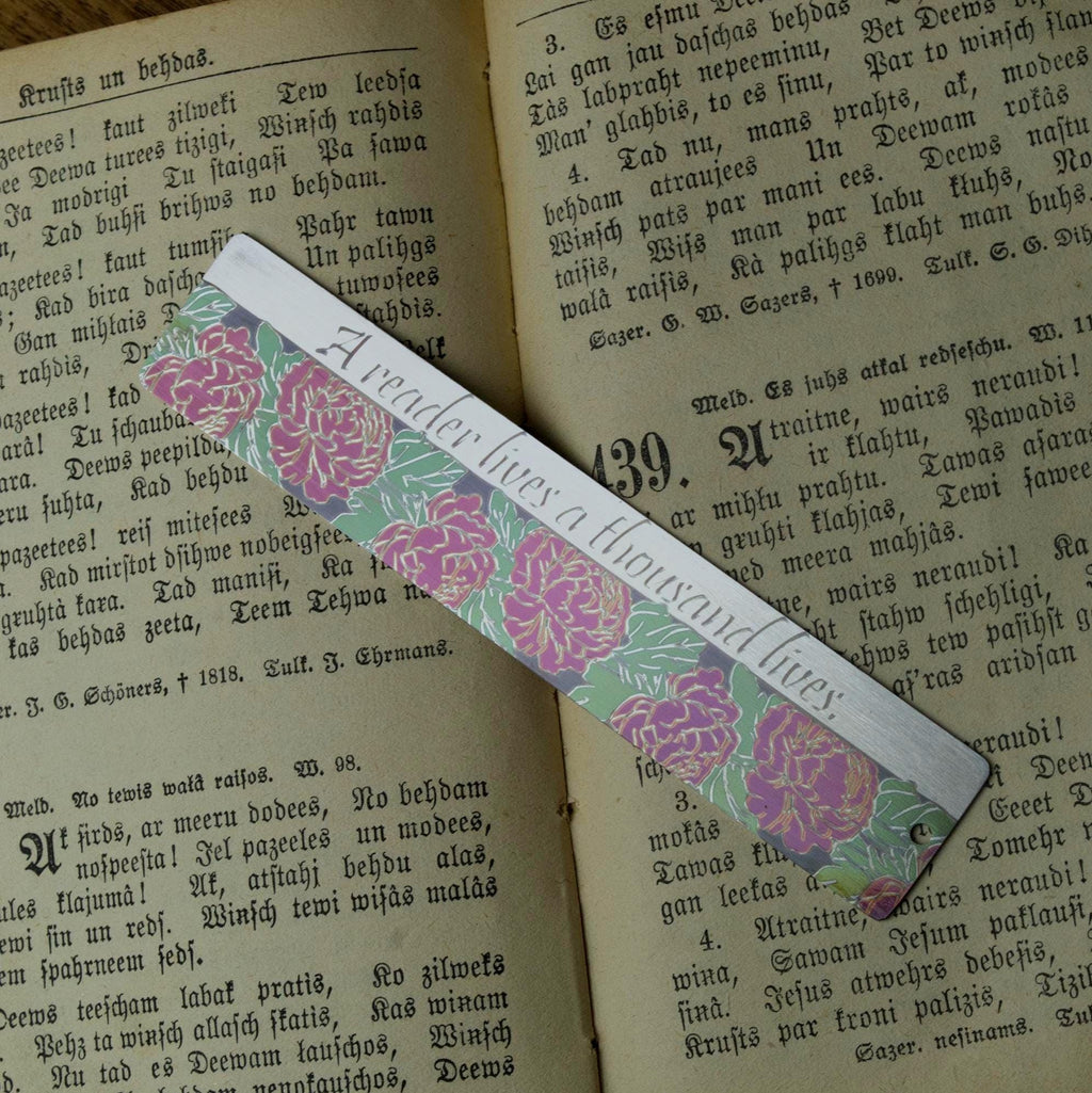 Peony Personalized Bookmark