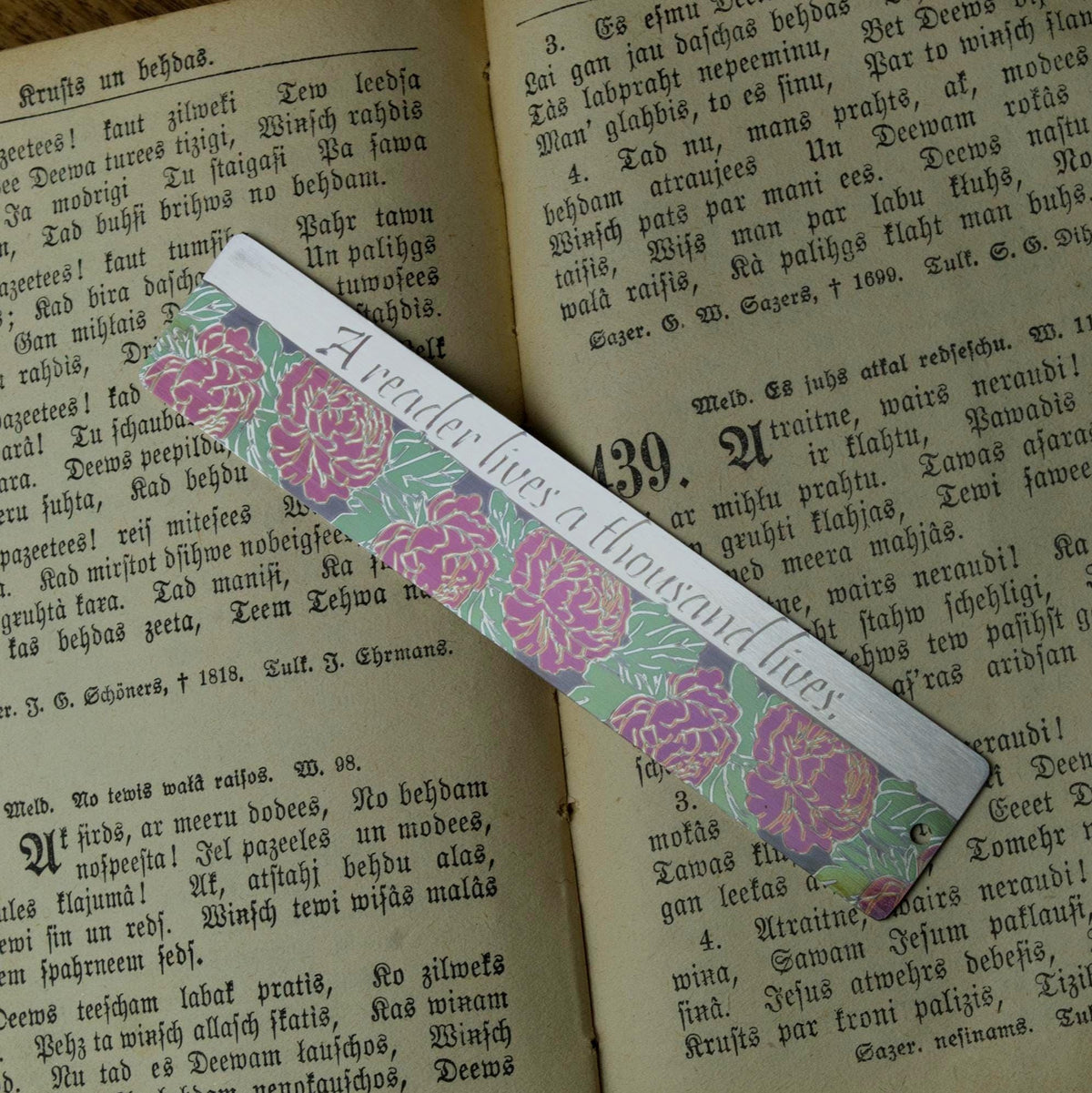 Peony Personalized Bookmark