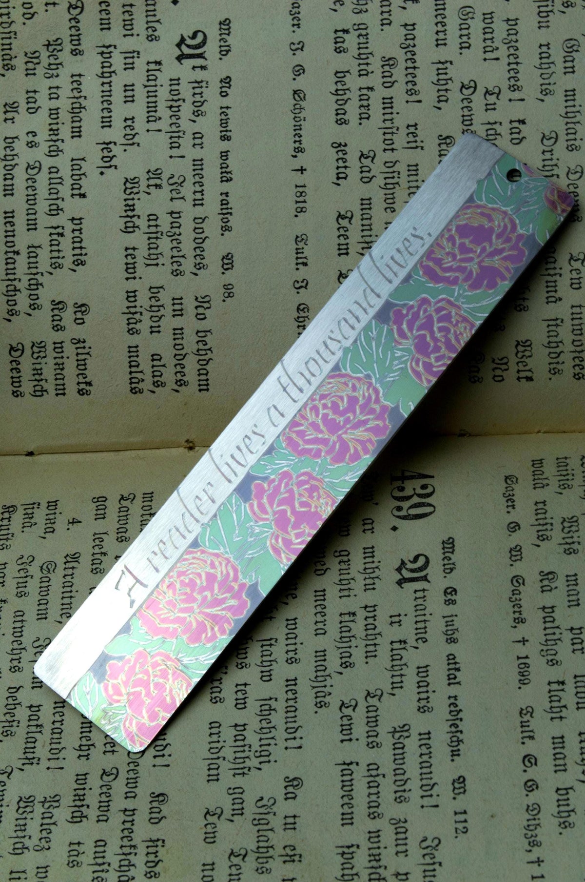 Peony Personalized Bookmark