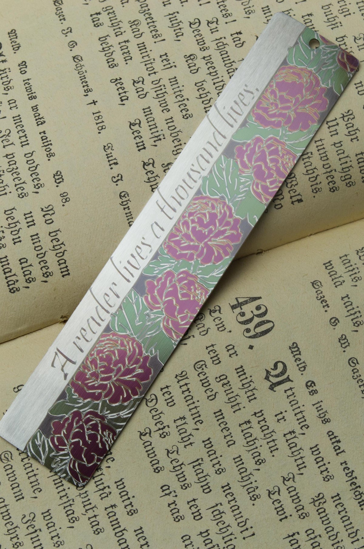 Peony Personalized Bookmark