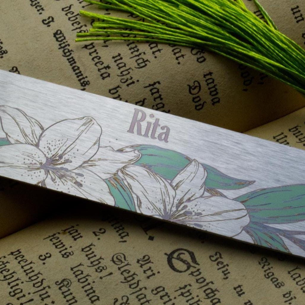 Personalized Lily Flower Bookmark