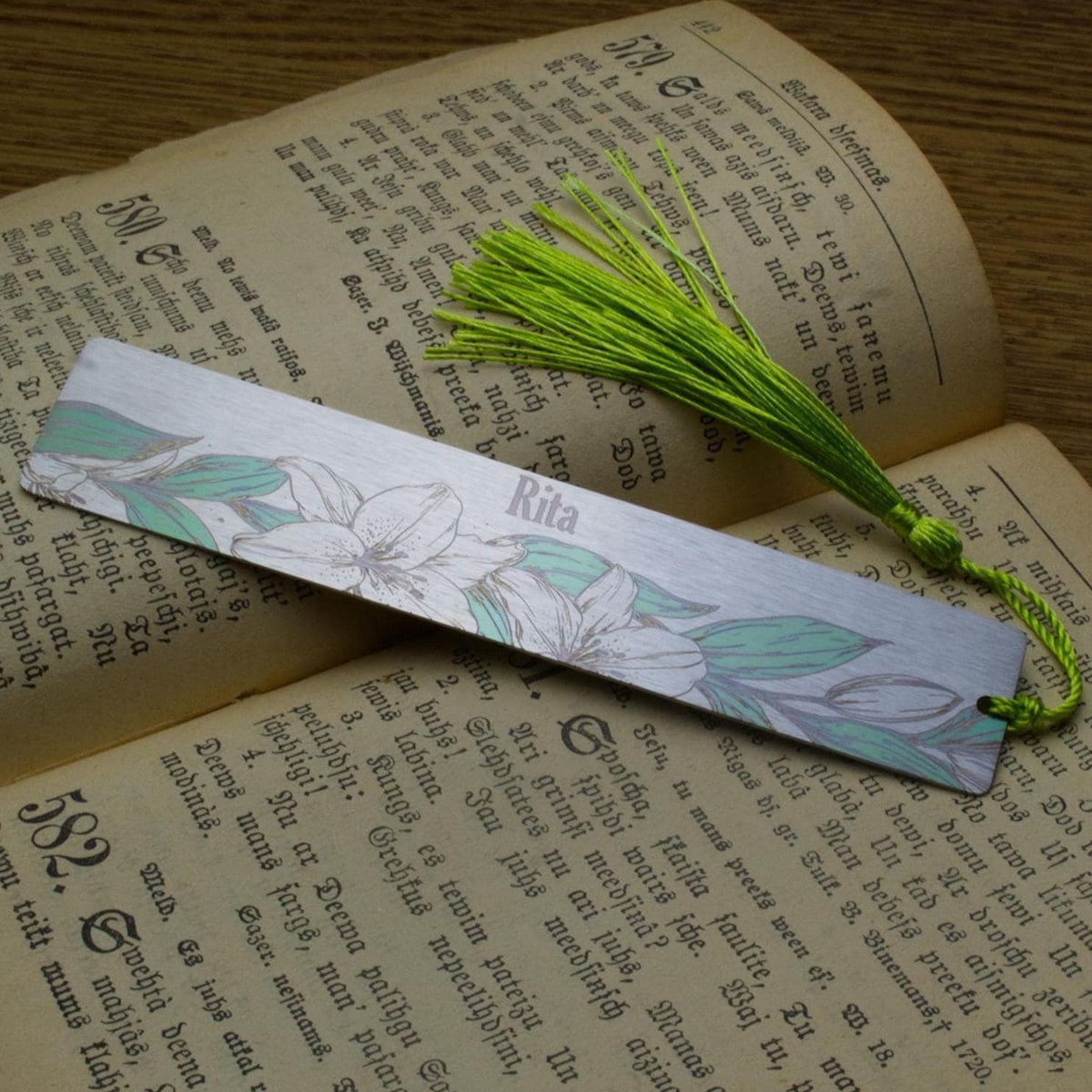 Personalized Lily Flower Bookmark