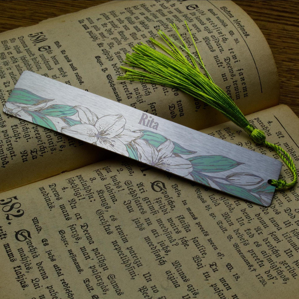 Personalized Lily Flower Bookmark