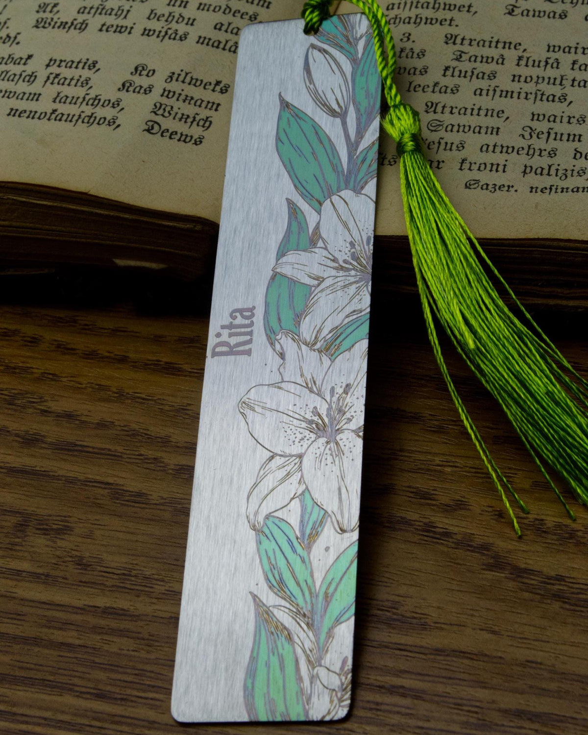 Personalized Lily Flower Bookmark